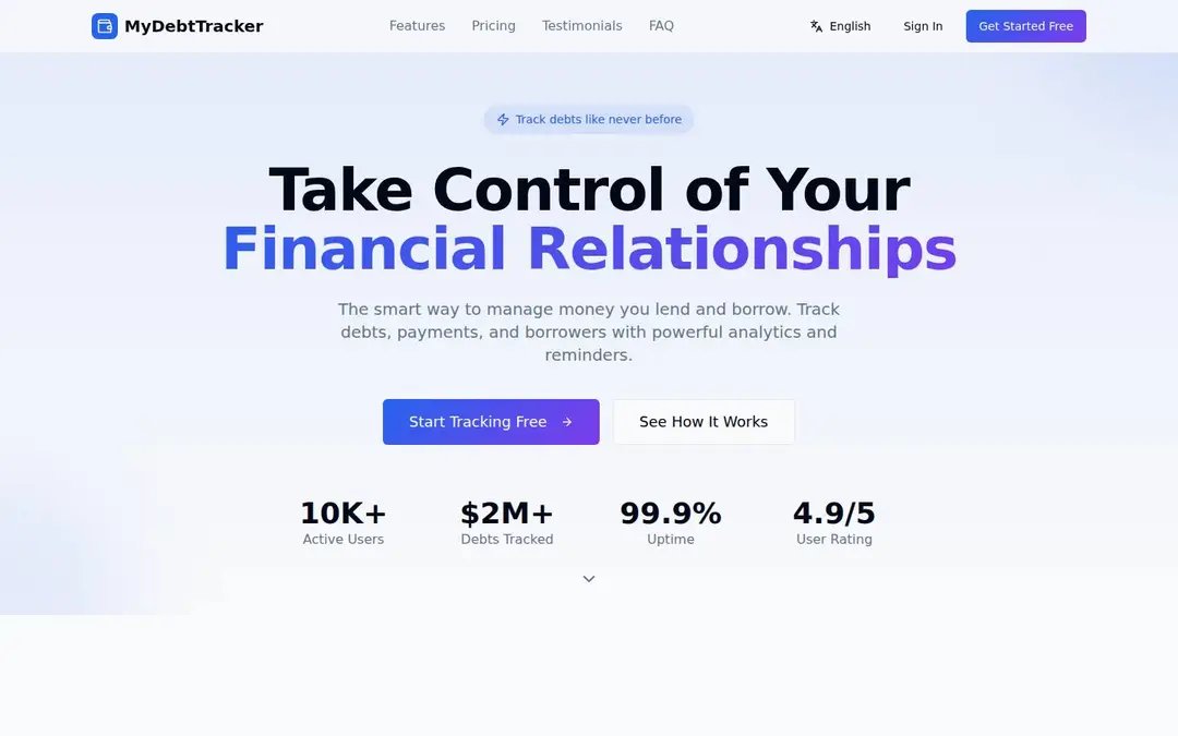 Screenshot of MyDebtTracker